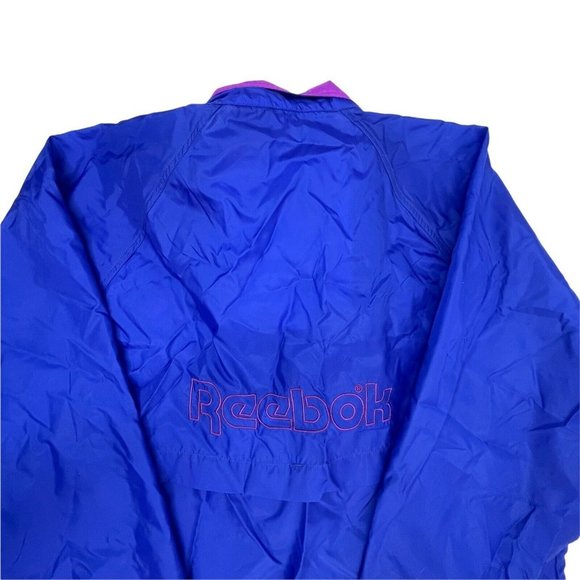 Vintage Reebok Full Zip Retro Track Jacket Adult XL Purple Blue Hooded Nylon - Picture 6 of 7